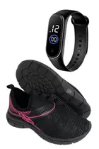 kit tenis feminino masculino treino caminhada academia corrida com relogio kit tenis feminino masculino treino caminhada academia corrida com relogio