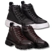 Kit Tenis Feminino Preto + Coturno Feminino Tratorado Marrom