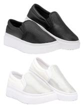 KIT Tênis Feminino Slip On Com Brilho Plataforma KIT Tênis Feminino Slip On Com Brilho Plataforma