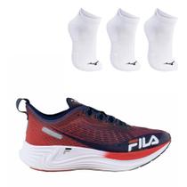 Kit Tênis Fila Racer Carbon Tri Feminino + 3 Pares Meia Mizuno