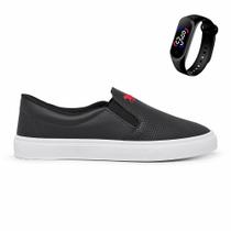 Kit Tênis Iate Polo Legítimo Slip On Masculino + Relógio Digital Touch