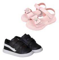 Kit Tenis Infantil Anatomico Sandalia Laço Delicada Feminina Kit Tenis Infantil Anatomico Sandalia Laço Delicada Feminina