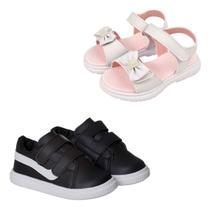Kit Tenis Infantil Anatomico Sandalia Laço Delicada Feminina Kit Tenis Infantil Anatomico Sandalia Laço Delicada Feminina