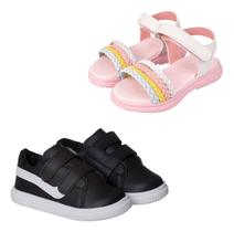 Kit Tenis Infantil Anatomico Sandalia Trança Colorida Menina Kit Tenis Infantil Anatomico Sandalia Trança Colorida Menina