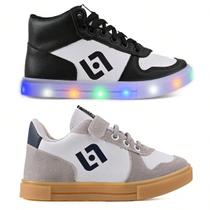 Kit Tênis Infantil De Led Casual Escolar Meninos Basico Street Jogger