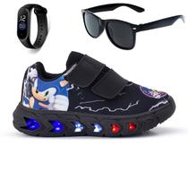 Kit Tenis Infantil De Led Sonic Calce Facil Oculos Relogio