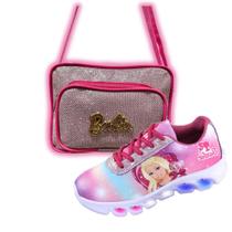 Kit Tênis Infantil Led Barbie Menina + Bolsinha - PROVERMAIS