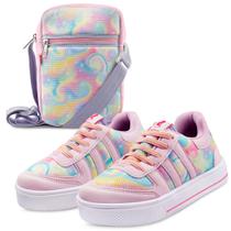 Kit Tênis Infantil Menina Com Bolsa Feminino Calce Fácil Gatatuya Colorido