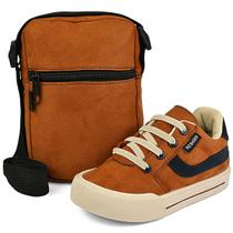 Kit Tênis Infantil Menino Casual Cano Baixo Com Bolsa Caramelo Conforto Mzkid Kit Tênis Infantil Menino Casual Cano Baixo Com Bolsa Caramelo Conforto Mzkid