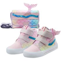 Kit Tênis Infantil Mz Shoes com Bolsinha Mergulho da Sereia Rosa/Azul