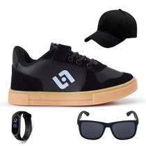 Kit Tenis Infantil Street Light Bone Oculos e Relogio Casual Meninos