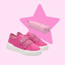 Kit Tênis Mais Estojo Infantil Feminino Leve Flexível Respirável Casual Moda Barato Kit Tênis Mais Estojo Infantil Feminino Leve Flexível Respirável Casual Moda Barato