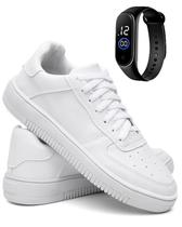 KIT Tênis Masculino Casual Urbano Preto ou Branco Leve, Confortável e Estiloso, do 37 ao 43 C Relogio Smart KIT Tênis Masculino Casual Urbano Preto ou Branco Leve, Confortável e Estiloso, do 37 ao 43 C Relogio Smart