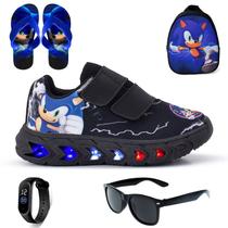 Kit Tenis Masculino De Led Mochila Chinelo Oculos Relogio