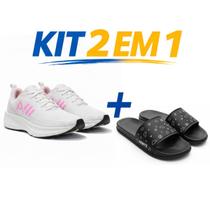 Kit Tênis Masculino e Feminino Caminhada Corrida Lazer Trabalho com Chinelo Slide Versátil