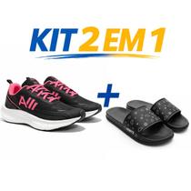 Kit Tênis Masculino e Feminino Caminhada Corrida Lazer Trabalho com Chinelo Slide Versátil