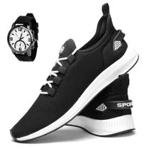 Kit Tênis Masculino Esportivo Academia Corrida Caminhada Musculação Leve Macio Confortável + Relogio
