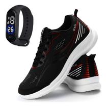 Kit Tênis Masculino Esportivo Academia Leve Casual Treino + Relógio Digital Slim