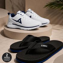 Kit Tênis Masculino Esportivo Chinelo Macio Conforto