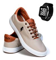 Kit tênis masculino lançamento polo open confortavel casual elegante relógio digital moderno barato
