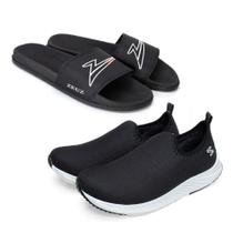 Kit Tênis Masculino Meia Casual + Chinelo Slide Conforto