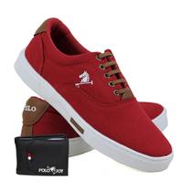 Kit Tênis Masculino Polo Joy Lona Amarração + Carteira