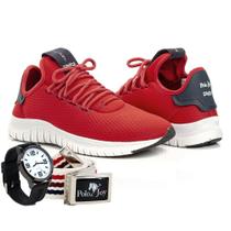 Kit Tênis Masculino Polo Joy Sport Com Relogio E Cinto