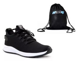 Kit Tênis Masculino Preto Esportivo Casual Leve Estilo + Mochila Bolsa Pratica