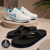 Kit Tênis Masculino Respirável Chinelo Masculino Leve e Macio