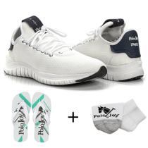 Kit Tênis Masculino Runner Polo Joy Sport Com Meia E Chinelo