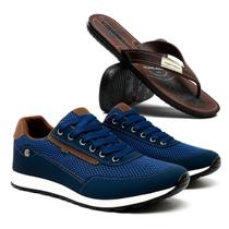 Kit Tênis Masculino Sapatênis Casual Conforto com Chinelo