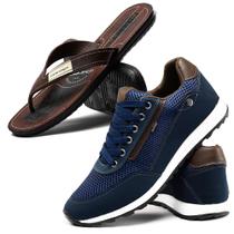 Kit Tênis Masculino Sapatênis Casual Conforto com Chinelo