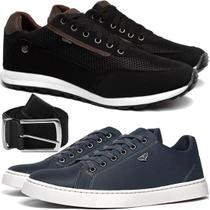 Kit Tênis Masculino Sapatênis Casual Preto Tênis Masculino Skateboard com Cinto-Adsshoes Kit Tênis Masculino Sapatênis Casual Preto Tênis Masculino Skateboard com Cinto-Adsshoes