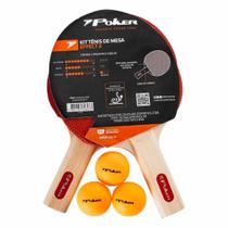 Kit Tênis Mesa Poker Effect 2 Raquetes 3 Bolas Ping Pong NF