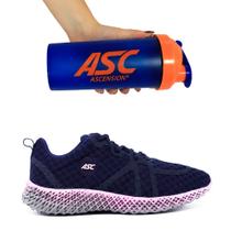 Kit Tênis Para Caminhada Com Amortecedor Feminino Marinho e Coqueteleira