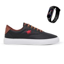 Kit Tênis Polo Casual Legítimo Sapatênis Masculino + Relógio Digital Touch