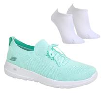 Kit Tênis Skechers Go Walk Joy Fresh View Feminino + Par De Meia Kit Tênis Skechers Go Walk Joy Fresh View Feminino + Par De Meia
