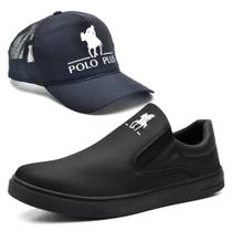 Kit Tênis Slip On Basico Hfast Shoes com Elástico Lateral Sola Borracha e Boné