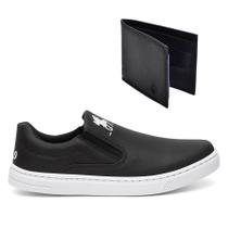 Kit Tênis Slip On Casual Polo Masculino Extra Macio Carteira
