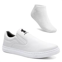 Kit Tênis Slip On Casual Polo Masculino Macio + Meia