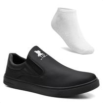 Kit Tênis Slip On Casual Polo Masculino Macio + Meia