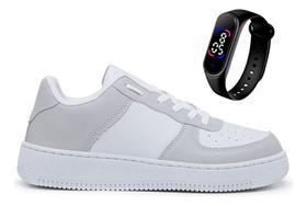 Kit Tênis Sneakers Casual Blogueira Skate Force + Relógio