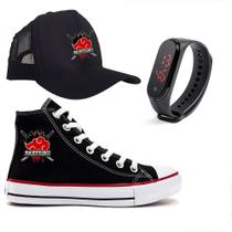 Kit Tênis Star Boné Relógio Do Naruto Gang Novidade