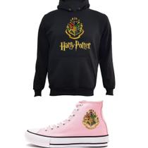 Kit Tenis Star Feminino Infantil Harry Potter Hogwarts + Moletom Blusa Com Capuz Customizado - MR Shoes