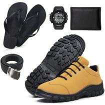 Kit Tenis Tratorado Adventure Masculino Segurança Com Chinelo Cinto Gorgurao Carteira Relogio - WL Calçados