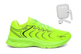 Kit Tênis Verde Masculino Esportivo Corrida Academia + Fone