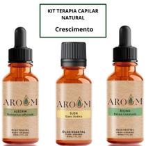 Kit terapia capilar natural - Óleos vegetal Alecrim, Ojon e Castor (Rícino )- 30 ML Cada - Aroom Aromaterapia