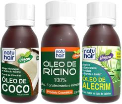 Kit Terapia Capilar Óleo de Coco + Rícino + Alecrim 60ml Natuhair