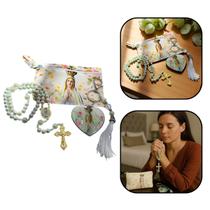 Kit Terço e Chaveiro Nossa Senhora de Fátima com Bolsinha