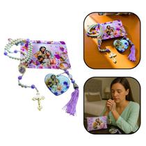 Kit Terço e Chaveiro Sagrada Família com Bolsinha